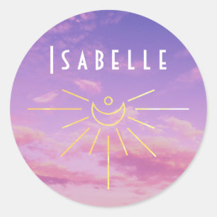 Isabelle Namn Klistermärken Rund Sol Boho Hippie F