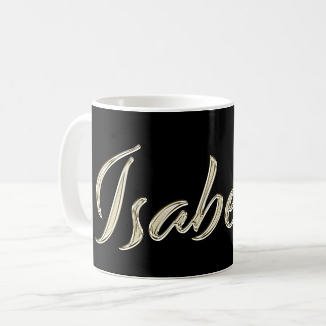 Isabelle white gold Handwriting Tasse Kaffeetasse Kaffemugg (Framsida vänster)