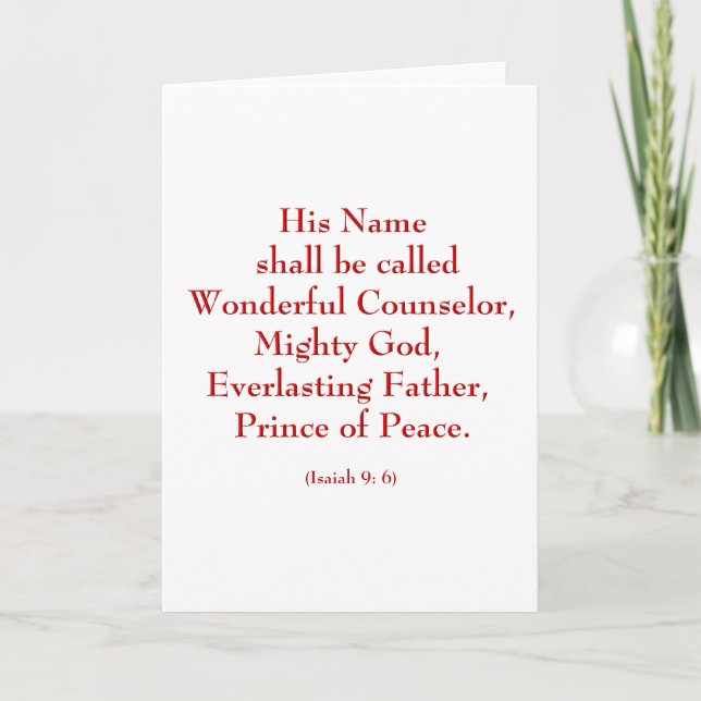 Isaiah9: 6b "Hans Namn ska kallas Underbart.." Helgkort (Framsida)