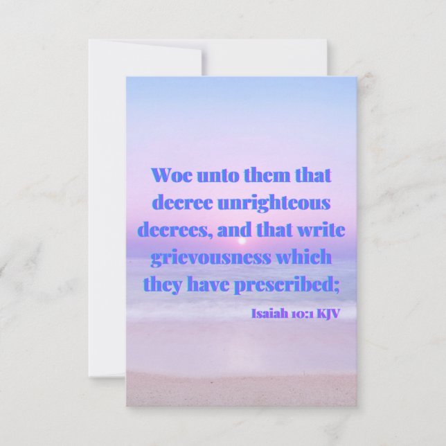 Isaiah 10:1 KJV Bible Verse Pic Flat Greeting Card Kort (Framsida)