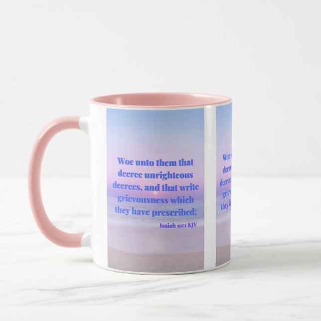 Isaiah 10:1 KJV Bible Verse Pic Two-Tone Mugg (Vänster)
