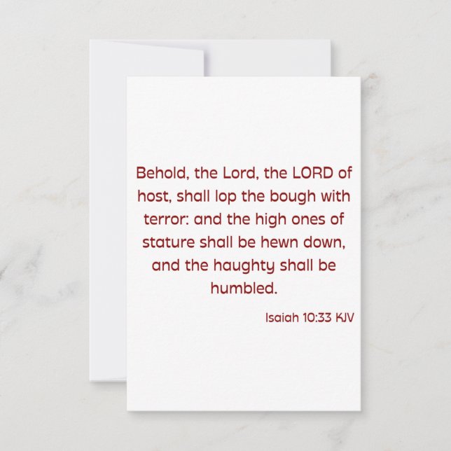Isaiah 10:33 KJV Bible Verse Flat Hälsning Kort (Framsida)