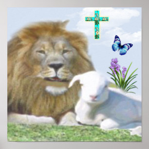 Isaiah 11:6 Lejon och Lamb Poster