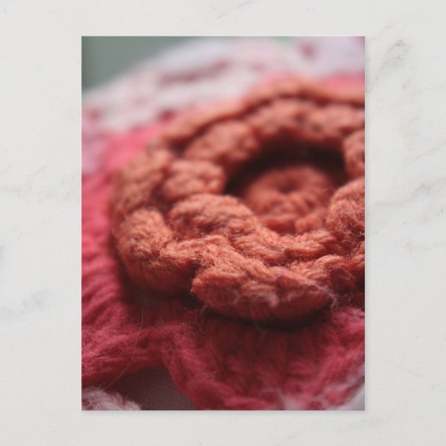 Isaiah 1:18 Crochet Red Flower Postcard Vykort (Framsida)