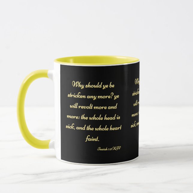Isaiah 1:5 KJV Bible Scripture Two Tone Mugg (Vänster)