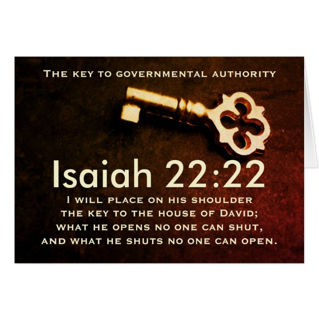 Isaiah 22:22 Nyckel till huset David Bible Card Hälsningskort (Framsidan Horizontal)