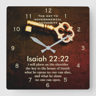 Isaiah 22:22 Nyckel till huset David Bible Verse Fyrkantig Klocka