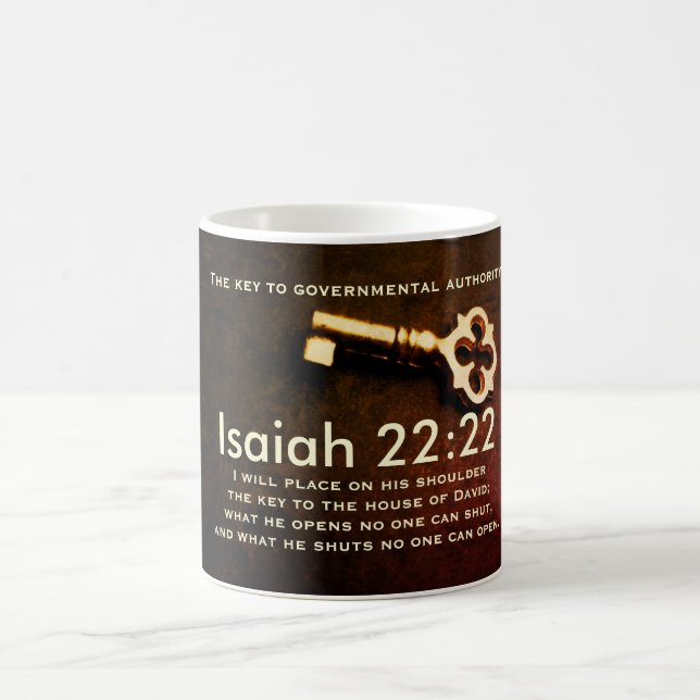 Isaiah 22:22 Nyckel till huset David Bible Verse Kaffemugg (Center)
