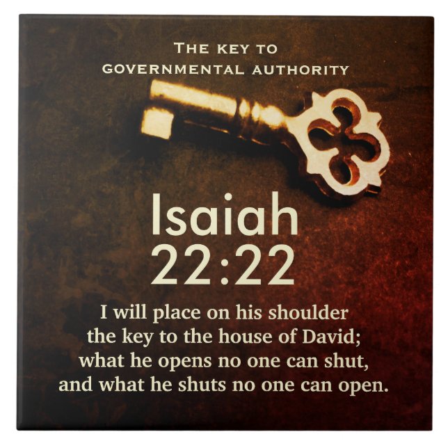 Isaiah 22:22 Nyckel till huset David Bible Verse Kakelplatta (Framsidan)