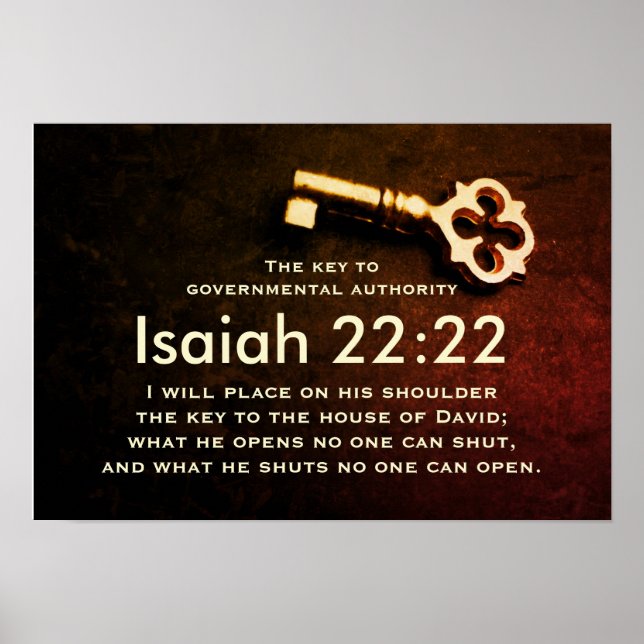Isaiah 22:22 Nyckel till huset David Bible Verse Poster (Framsidan)