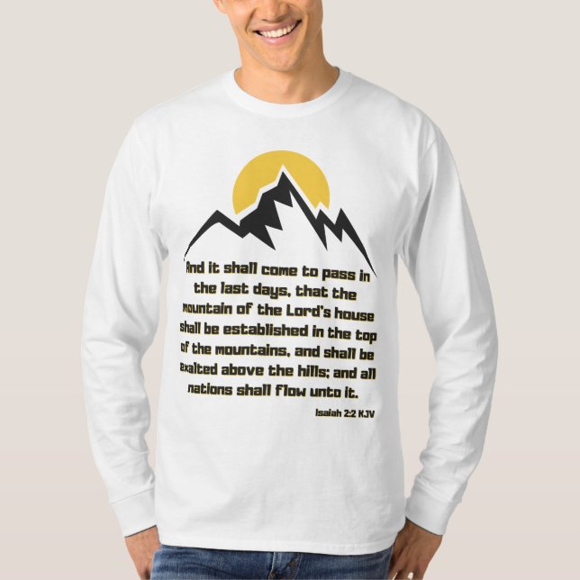 Isaiah 2:2 Bible Scripture Quote Manar Långärmad T Shirt (Framsida)
