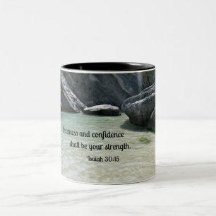 Isaiah 30:15 Tystnad och självförtroende ska.... Två-Tonad Mugg