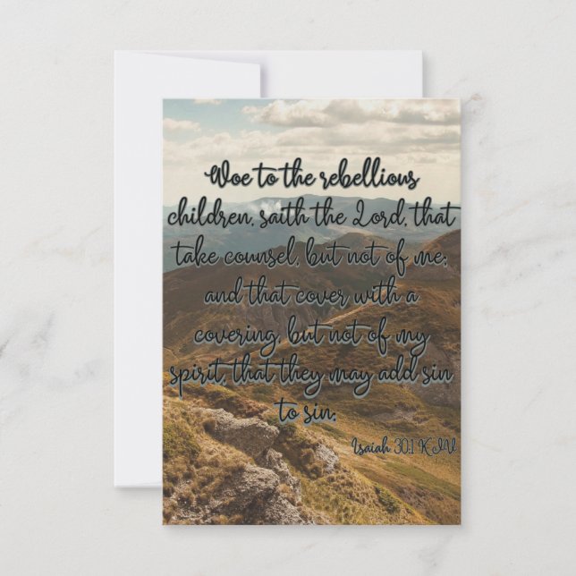Isaiah 30:1 KJV Bible Verse Pic Flat Greeting Card Kort (Framsida)