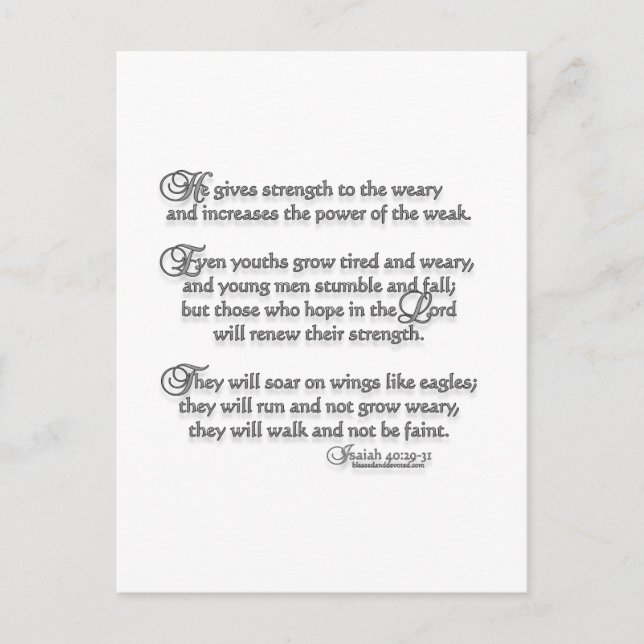 Isaiah 40:29-31 vykort (Framsida)