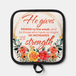 Isaiah 40:29 ge Power Red Blommigt Scripture