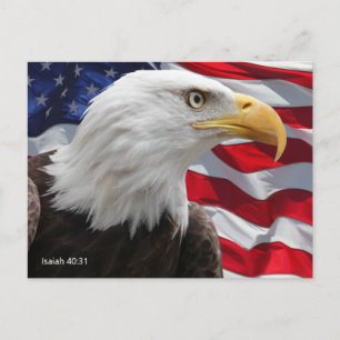 Isaiah 40:31 American Flagga Mount Up on Eagle Vin Vykort