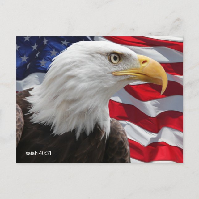 Isaiah 40:31 American Flagga Mount Up on Eagle Vin Vykort (Framsida)