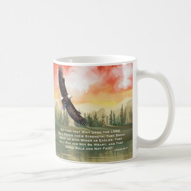 Isaiah 40:31 Bible Verse Mount på Vingar Kaffemugg (Höger)