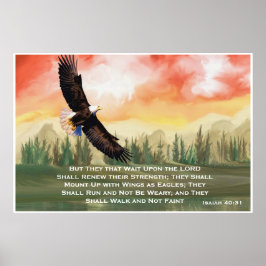 Isaiah 40:31 Bible Verse Mount på Vingar Poster
