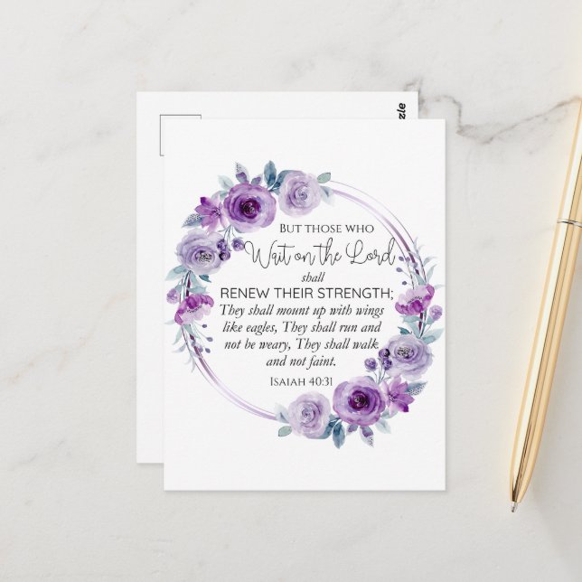 Isaiah 40:31 De som väntar på Lord Blommigt Vykort (Fram/Back In Situ)