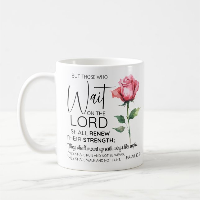 Isaiah 40:31 De som väntar på Lord Flower Kaffemugg (Vänster)