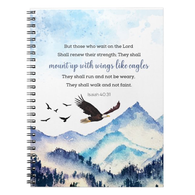 Isaiah 40:31 Montera med vingar som örlar Anteckningsbok (Framsidan)