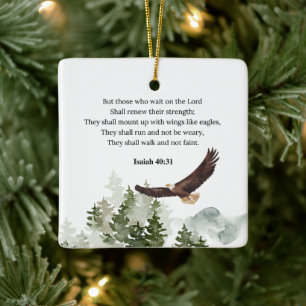 Isaiah 40:31 Montera med vingar som örlar Julgransprydnad Keramik