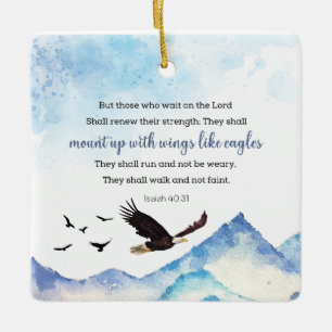 Isaiah 40:31 Montera med vingar som örlar Julgransprydnad Keramik