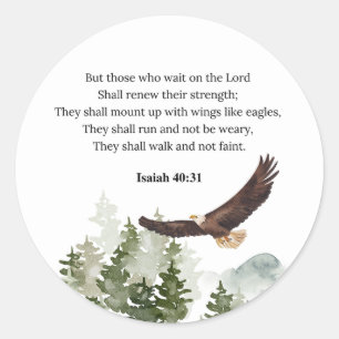 Isaiah 40:31 Montera med vingar som örlar Runt Klistermärke