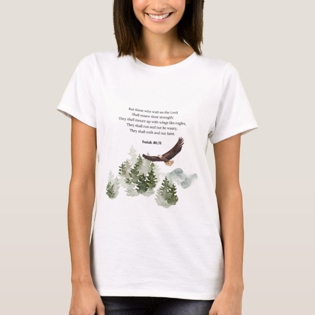 Isaiah 40:31 Montera med vingar som örlar T Shirt (Framsida)