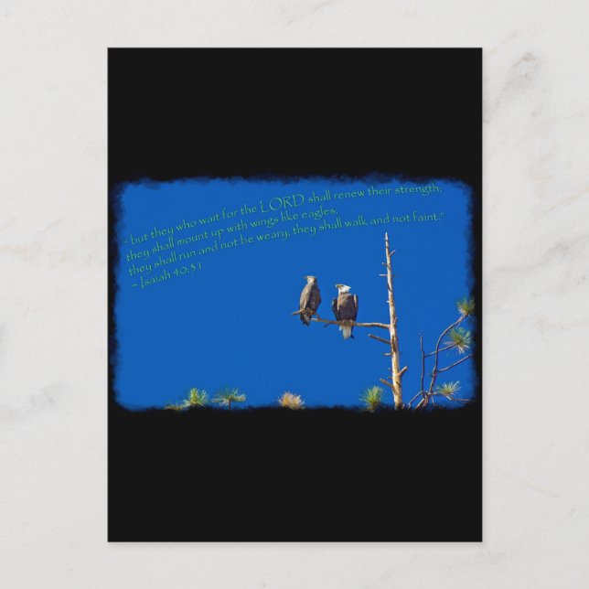 Isaiah 40:31 på svart vykort (Framsida)