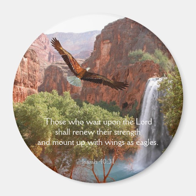 Isaiah 40:31 Scxripture Magnet - Vingar som Eagles (Framsidan)