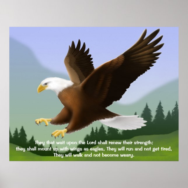 Isaiah 40:31 Soar Eagle-utskrift Poster (Framsidan)