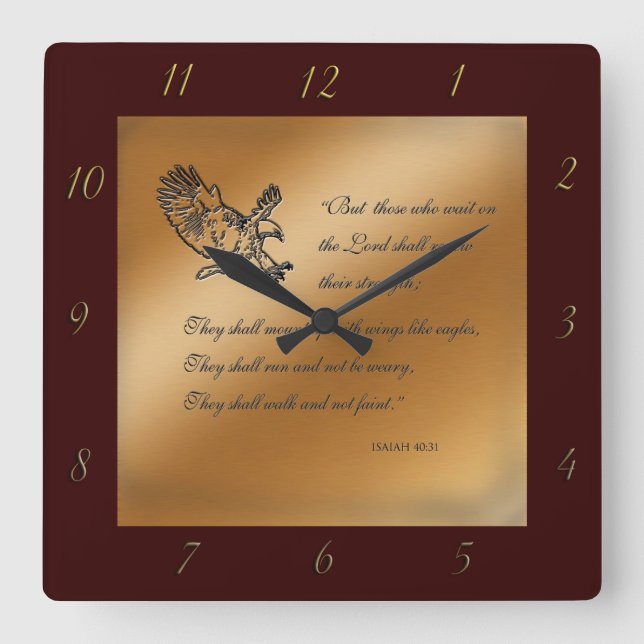 Isaiah 40:31 Wall Clock Fyrkantig Klocka (Framsida)