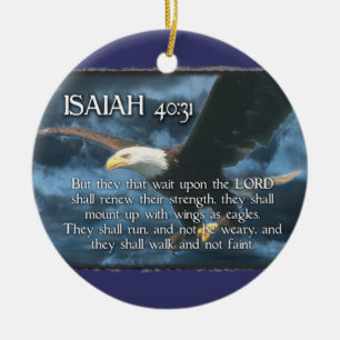 Isaiah 40:31PRYDNAD - BIBELVERSEörnen påskyndar Julgransprydnad Keramik