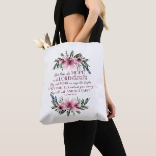 Isaiah 40 Bible Verse med Rosa Flowers Tygkasse