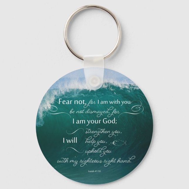 Isaiah 41 10 Bible Verse Button Keychain Nyckelring (Framsida)