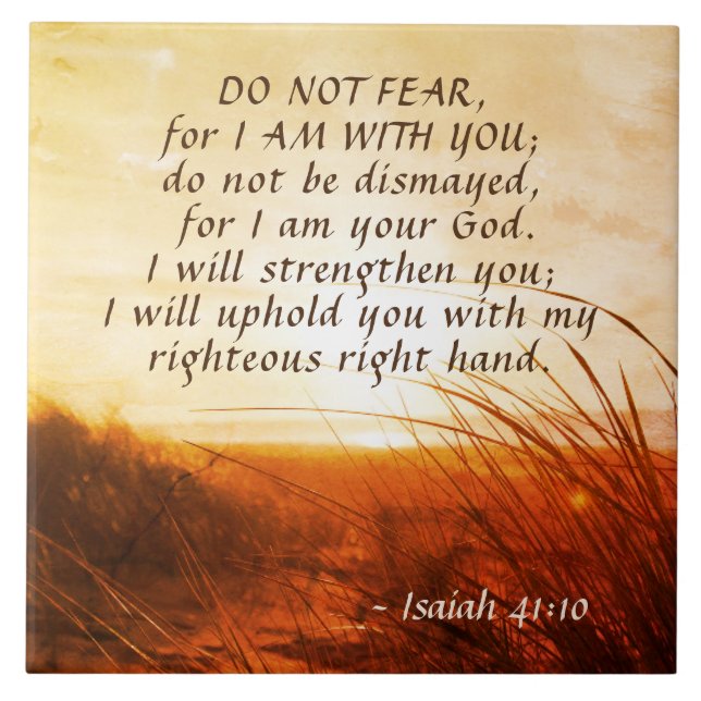 Isaiah 41:10 Bible Verse Rädsla inte att jag är me Kakelplatta (Framsidan)