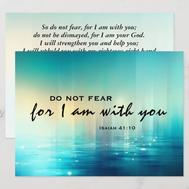 Isaiah 41:10 fruktar inte dubbla, platta kort (Fram/baksida)