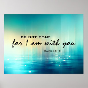 Isaiah 41:10 Jag är med dig Bible Verse Blue Poster