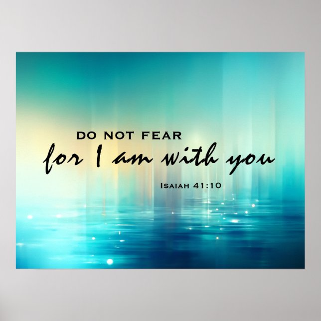 Isaiah 41:10 Jag är med dig Bible Verse Blue Poster (Framsidan)