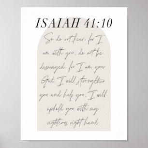 Isaiah 41:10 Minimal Boho Beige Arch-skript Poster