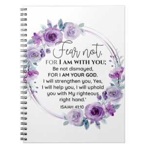 Isaiah 41:10 Rädsla inte för Blommigt av Lila Anteckningsbok
