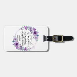 Isaiah 41:10 Rädsla inte för Blommigt av Lila Bagagebricka