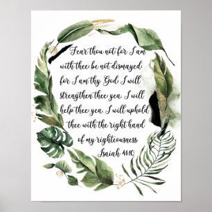 Isaiah 41:10 Rädsla inte, vattenfärg, bibelns vers Poster