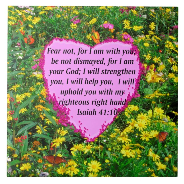 ISAIAH 41:10 WILDFLOWER PHOTO DESIGN KAKELPLATTA (Framsidan)
