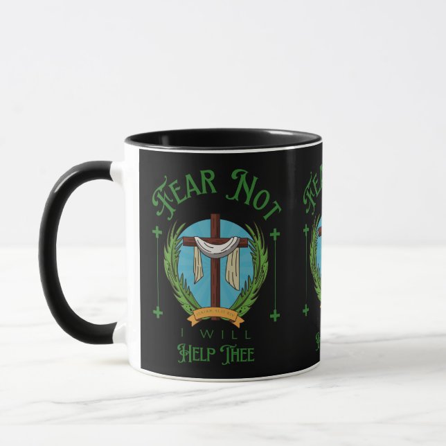 Isaiah 41:13 KJV Bible Verse Two-Tone Mugg (Vänster)