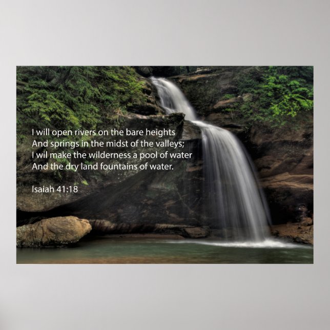 Isaiah 41:18 Vattenfall Poster (Framsidan)