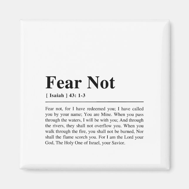 Isaiah 43:1-3 Rädsla ej Magnet (Framsidan)