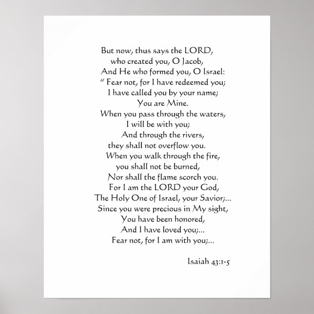 Isaiah 43:1-5 poster (Framsidan)